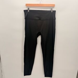 CRZ YOGA Black Capri Leggings Ribbed Panel Stretch Yoga Activewear XXL